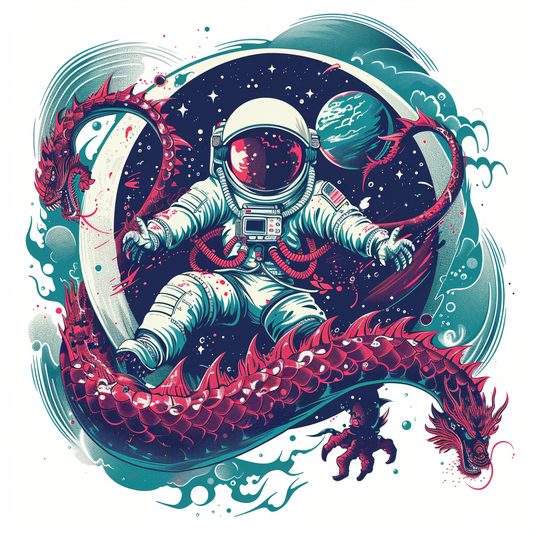 Dragon astronaut majestic Expressive surreal Vinyl Decal Sticker for Car, Laptop, Tumbler and more # F018997