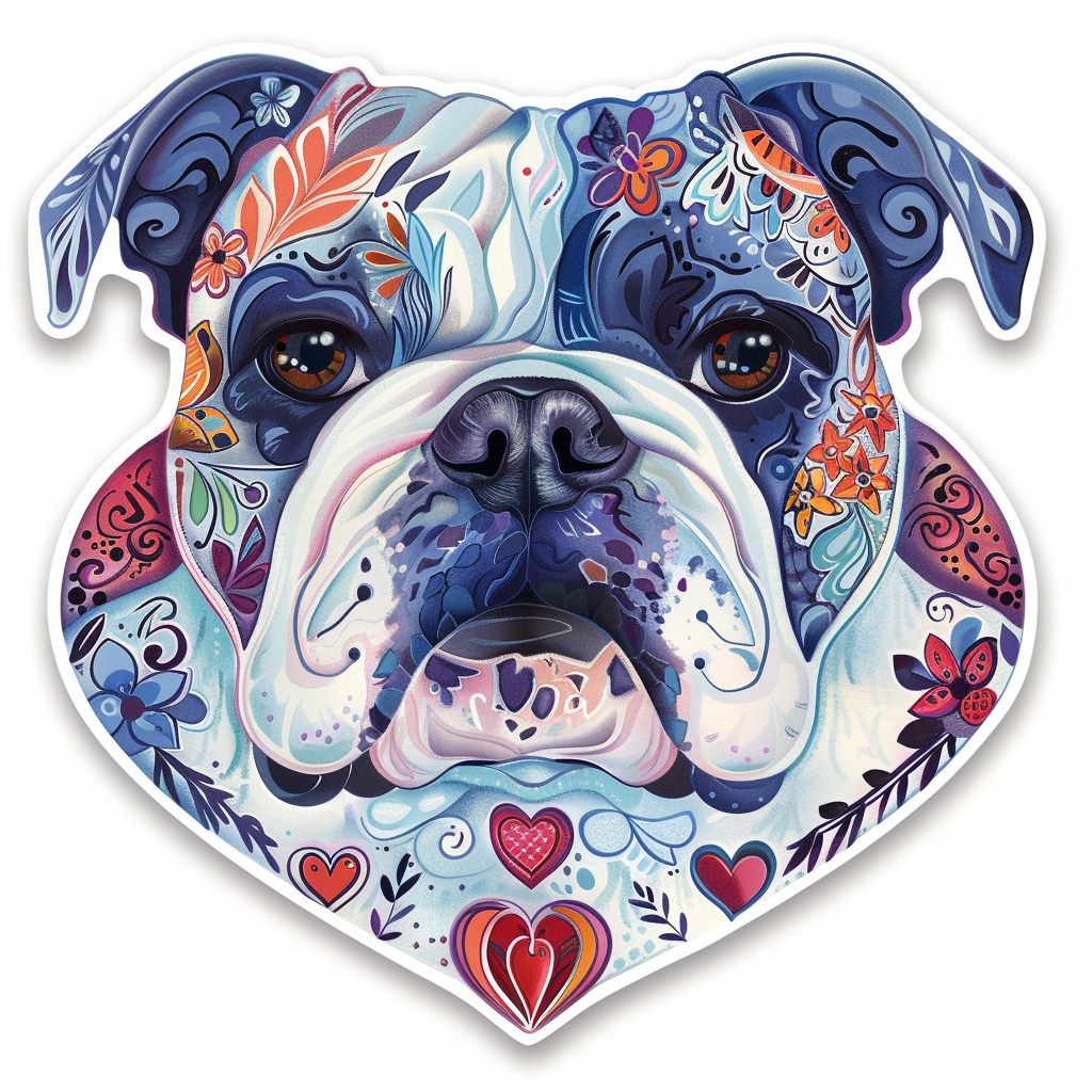 Bulldog Dog majestic Expressive surreal Vinyl Decal Sticker for Car, Laptop, Tumbler and more # F017642