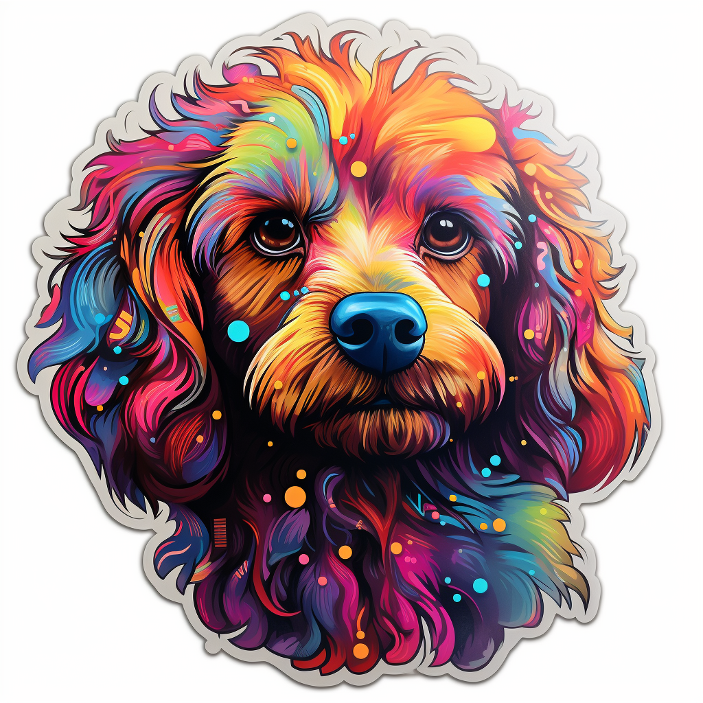Poodle dog modern neon graffiti Vinyl Decal Sticker for Car, Laptop, Tumbler and more # F012209