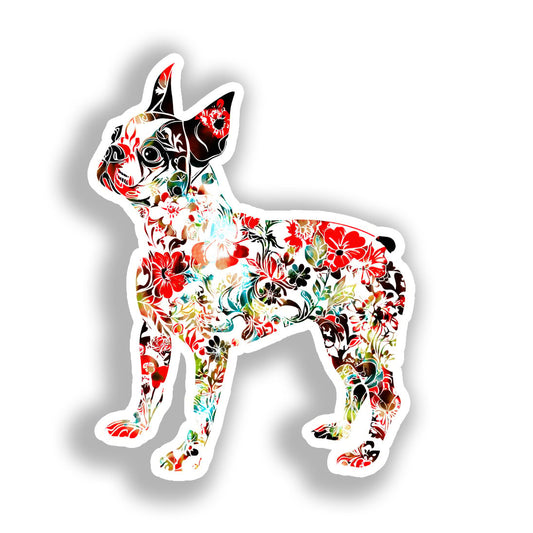 Boston Terrier Dog Vinyl Decal Sticker for Car, Laptop, Tumbler and more # A019007-4" x 4"