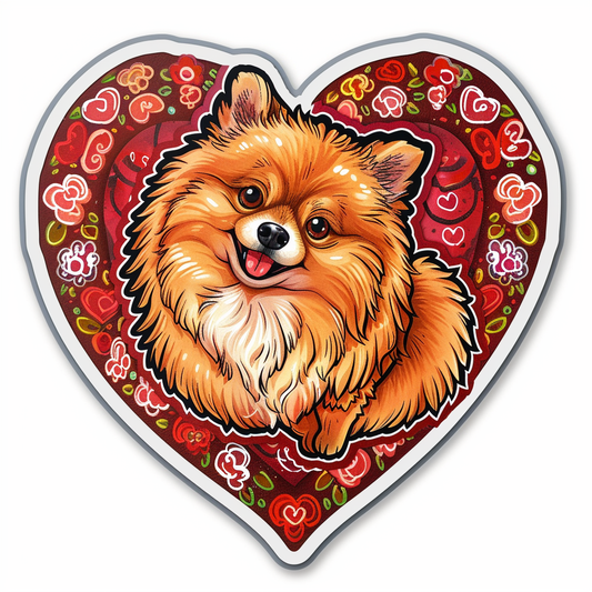 Pomeranian Dog majestic Expressive surreal Heartcore Vinyl Decal Sticker for Car, Laptop, Tumbler and more # F014076