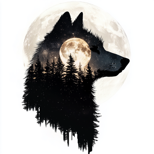 Wolf Moon and Stars Vinyl Decal Sticker for Car, Laptop, Tumbler and more # F025696