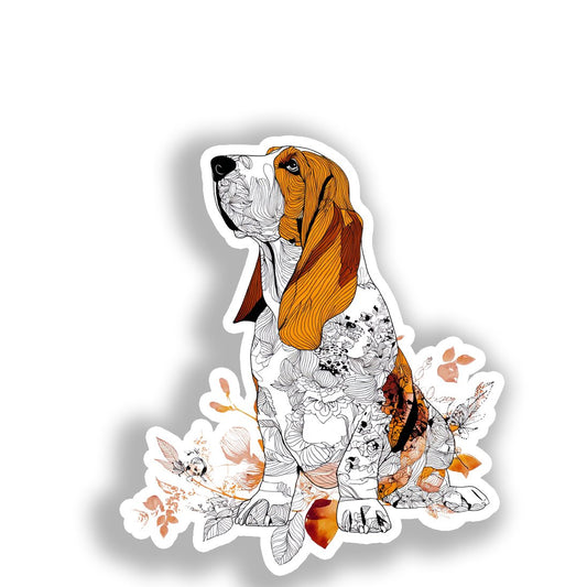 Basset Hound Dog Vinyl Decal Sticker for Car, Laptop, Tumbler and more # A018682-4" x 4"