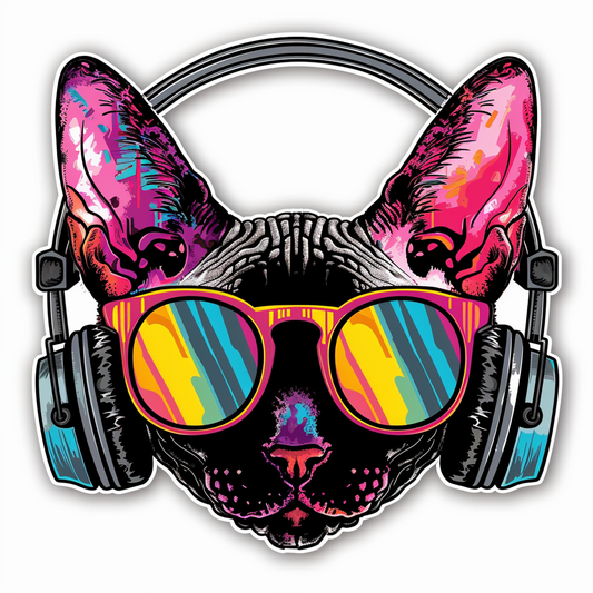 Adorable Cornish Rex Cat Expressive surreal Vinyl Decal Sticker for Car, Laptop, Tumbler and more # F021482-4" x 4"