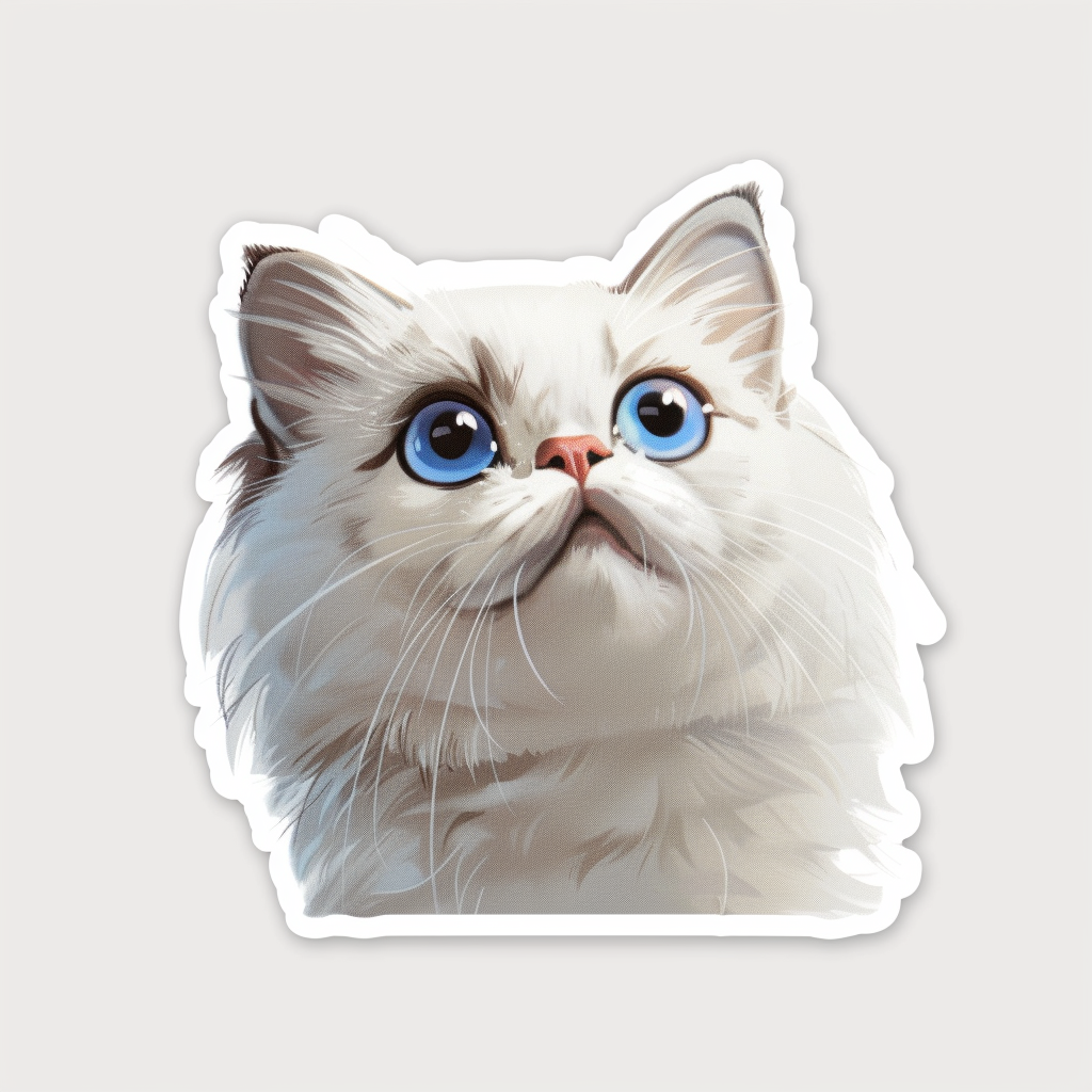 Persian Cat Expressive surreal Vinyl Decal Sticker for Car, Laptop, Tumbler and more # F016517