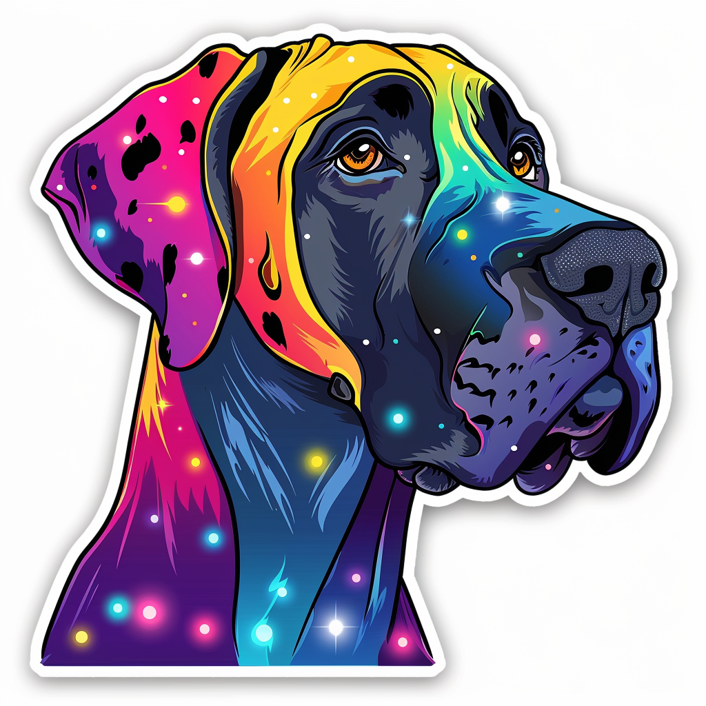 Great Dane Dog Expressive surreal Vinyl Decal Sticker for Car, Laptop, Tumbler and more # F022826