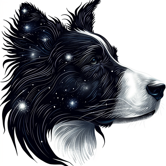 Border Collie Dog majestic Expressive surreal Vinyl Decal Sticker for Car, Laptop, Tumbler and more # F021832-4" x 4"