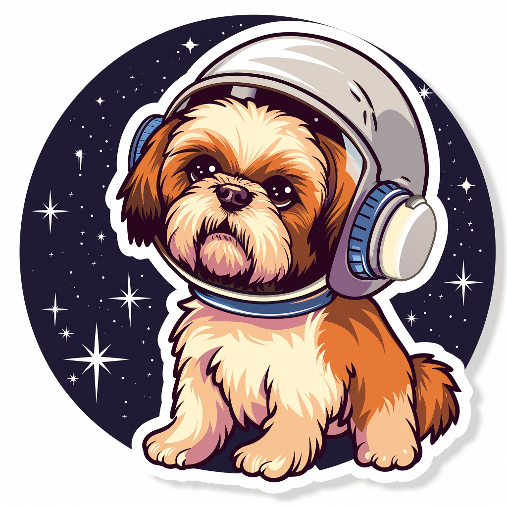Adorable Shih Tzu Dog Expressive surreal Vinyl Decal Sticker for Car, Laptop, Tumbler and more # F018184