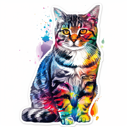 American Shorthair Cat majestic Expressive surreal Vinyl Decal Sticker for Car, Laptop, Tumbler and more # F019868-4" x 4"