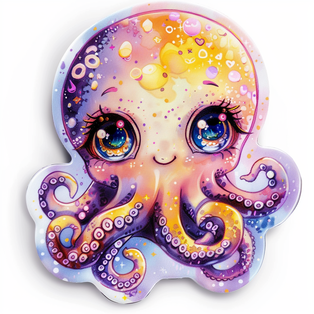 Sticker of a Octopus heartcore texture Expressive surreal Vinyl Decal Sticker for Car, Laptop, Tumbler and more # F015783
