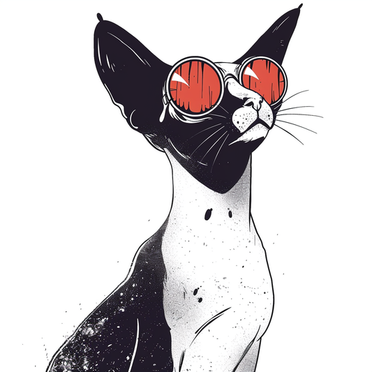 Adorable Cornish Rex Cat Expressive surreal Vinyl Decal Sticker for Car, Laptop, Tumbler and more # F021517-4" x 4"