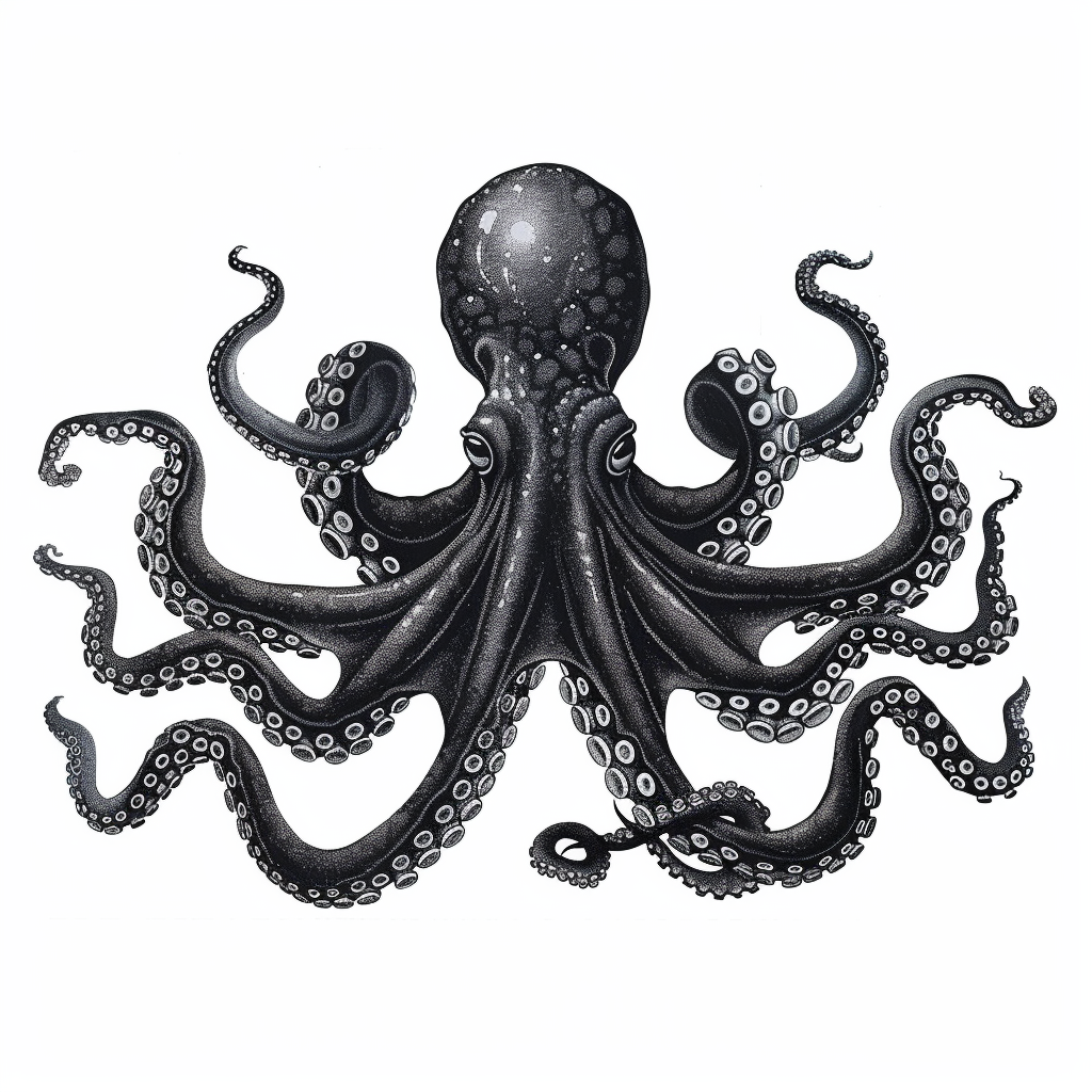 Sticker of a Octopus heartcore majestic Expressive surreal Vinyl Decal Sticker for Car, Laptop, Tumbler and more # F015460