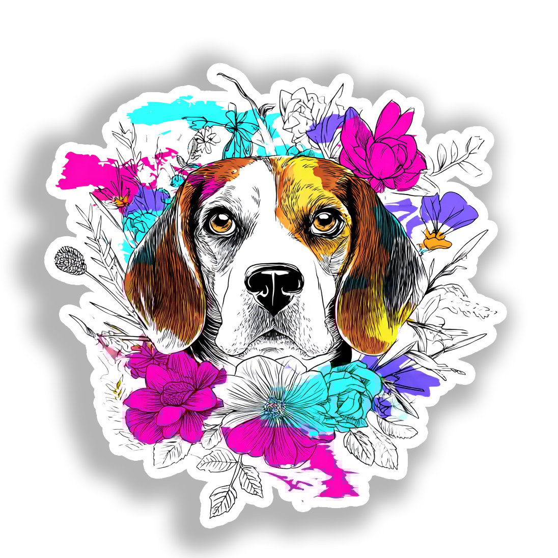 Beagle Dog Vinyl Decal Sticker for Car, Laptop, Tumbler and more # A018666-4" x 4"