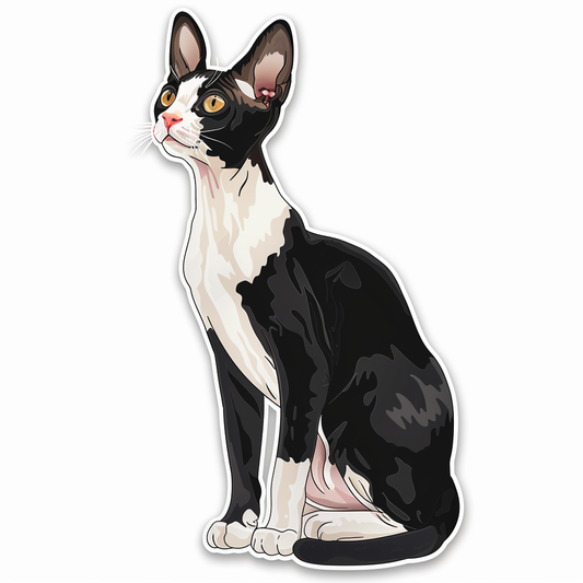 Adorable Cornish Rex Cat Expressive surreal Vinyl Decal Sticker for Car, Laptop, Tumbler and more # F021416-4" x 4"