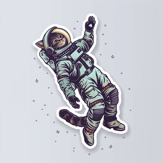 American Shorthair Cat astronaut Expressive surreal Vinyl Decal Sticker for Car, Laptop, Tumbler and more # F019790-4" x 4"