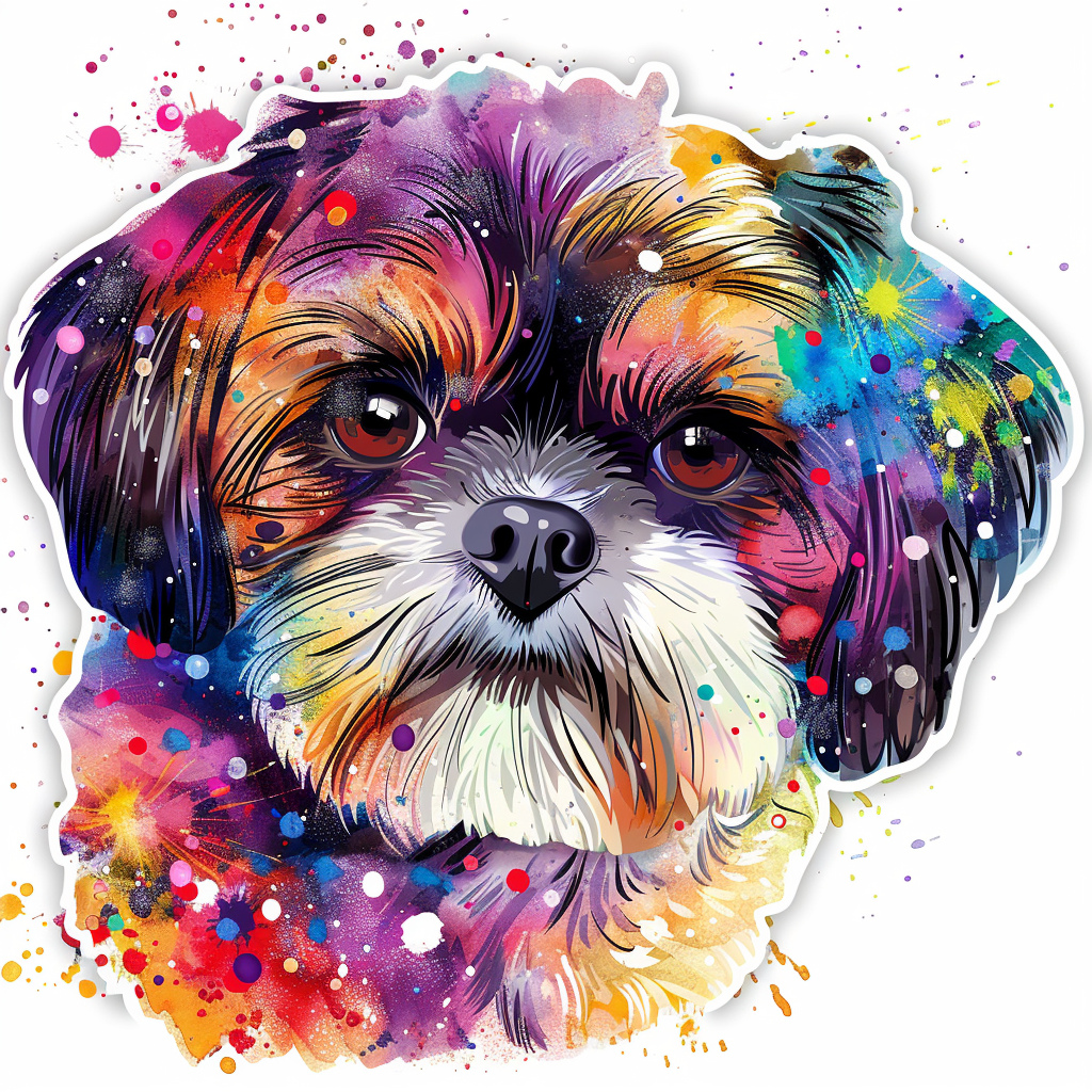 Adorable Shih Tzu Dog Expressive surreal Vinyl Decal Sticker for Car, Laptop, Tumbler and more # F018242