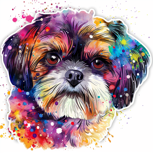 Adorable Shih Tzu Dog Expressive surreal Vinyl Decal Sticker for Car, Laptop, Tumbler and more # F018242