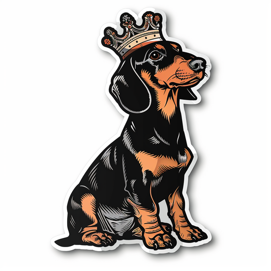 Dachshund Dog crowned Vinyl Decal Sticker for Car, Laptop, Tumbler and more # F013195