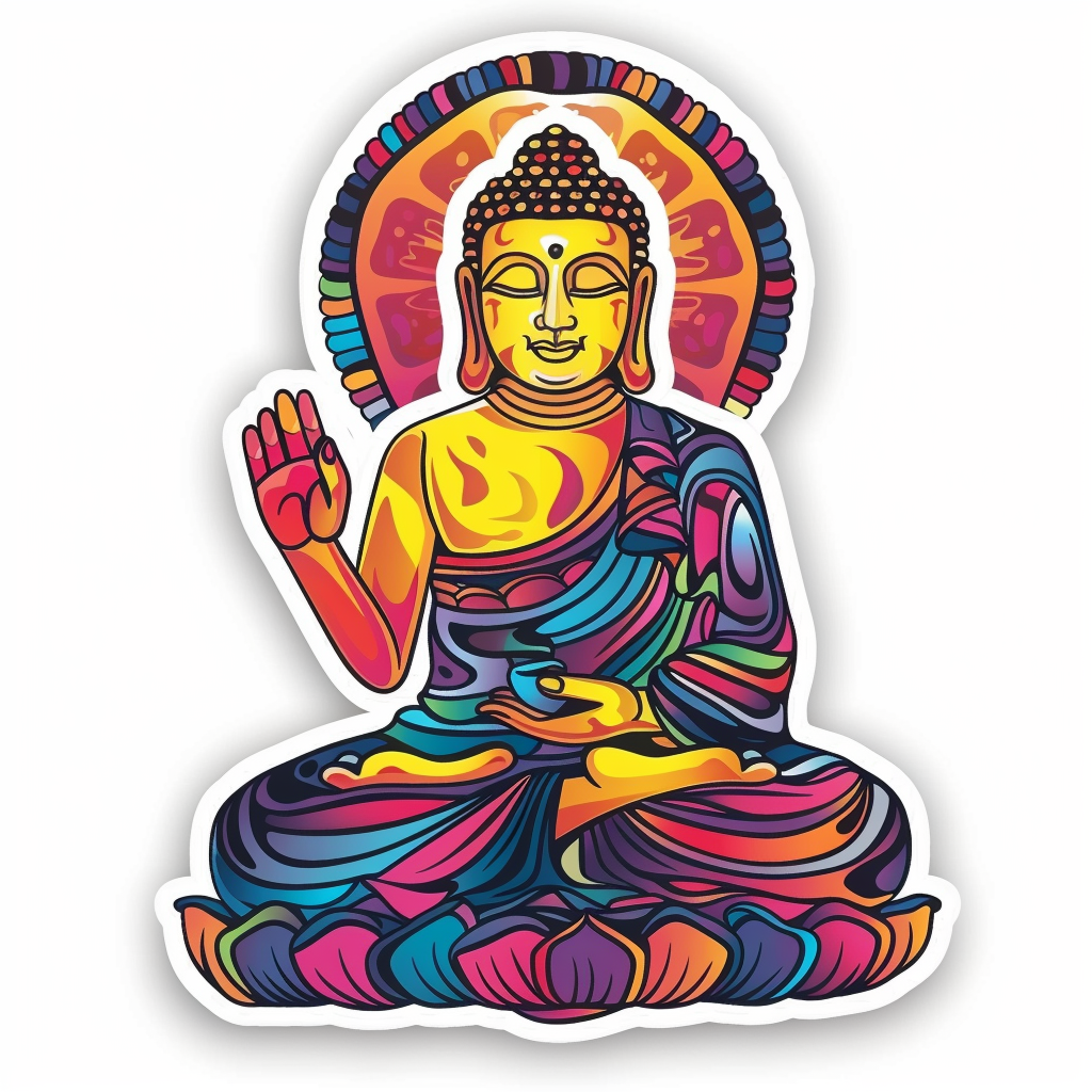 Buddha cartoon majestic Expressive surreal Vinyl Decal Sticker for Car, Laptop, Tumbler and more # F017121