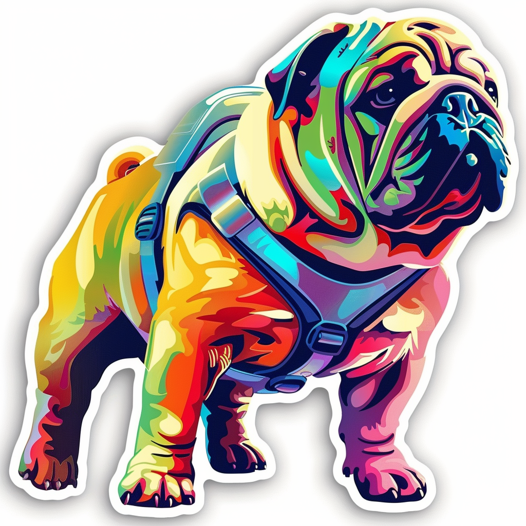 Sticker of a Bulldog Dog astronaut majestic Expressive surreal Vinyl Decal Sticker for Car, Laptop, Tumbler and more # F017279