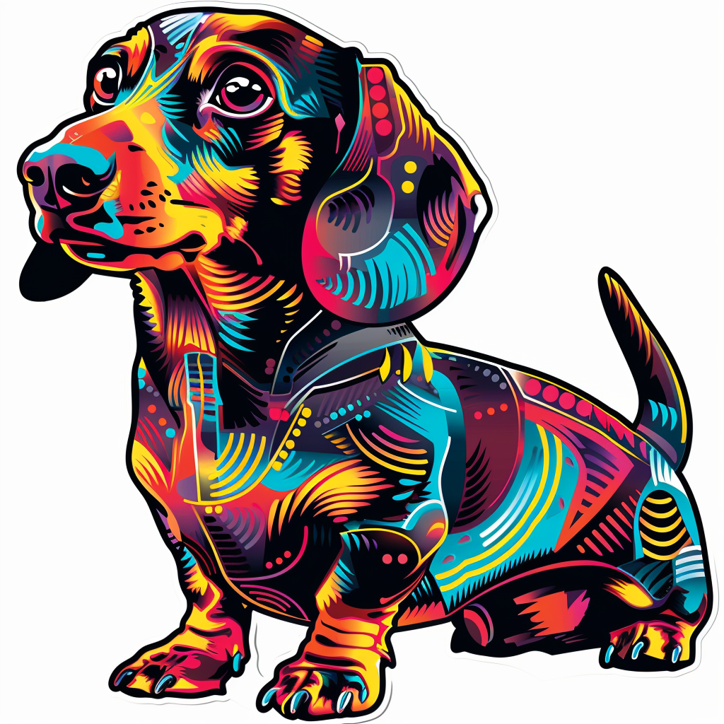 Dachshund Dog cyber punk Vinyl Decal Sticker for Car, Laptop, Tumbler and more # F012885