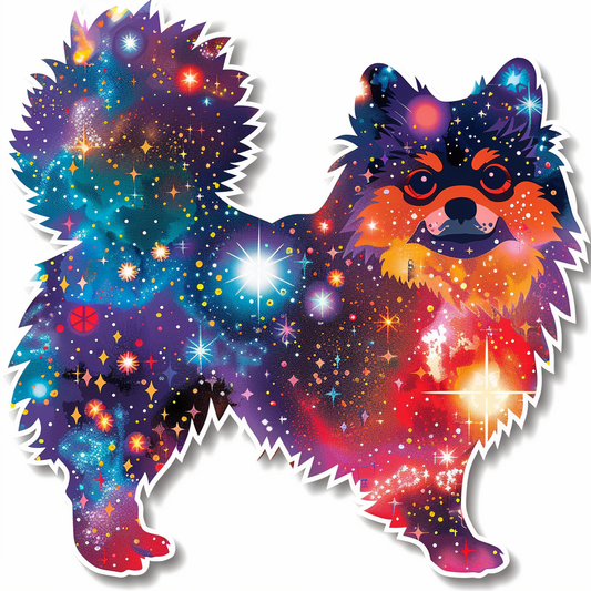 Sticker of a Pomeranian Dog galaxy majestic Expressive surreal Vinyl Decal Sticker for Car, Laptop, Tumbler and more # F013953