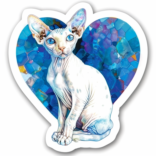 Adorable Cornish Rex Cat Expressive surreal Vinyl Decal Sticker for Car, Laptop, Tumbler and more # F021534-4" x 4"
