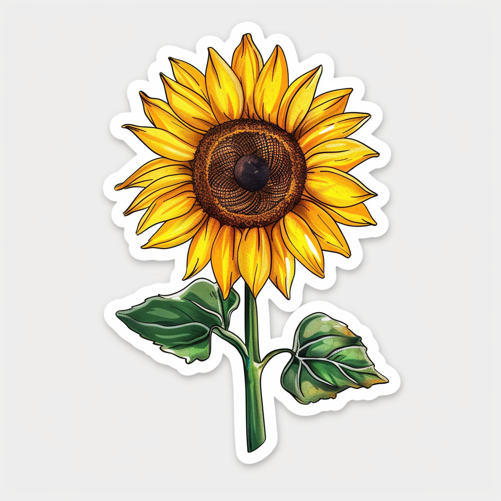 Sunflower flower majestic Expressive surreal Vinyl Decal Sticker for Car, Laptop, Tumbler and more # F023009
