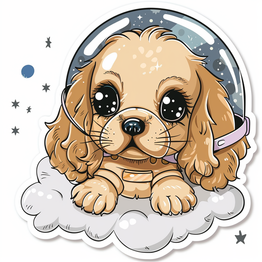 Cute and Adorable Cocker Spaniel Dog Expressive surreal Vinyl Decal Sticker for Car, Laptop, Tumbler and more # F019973-4" x 4"