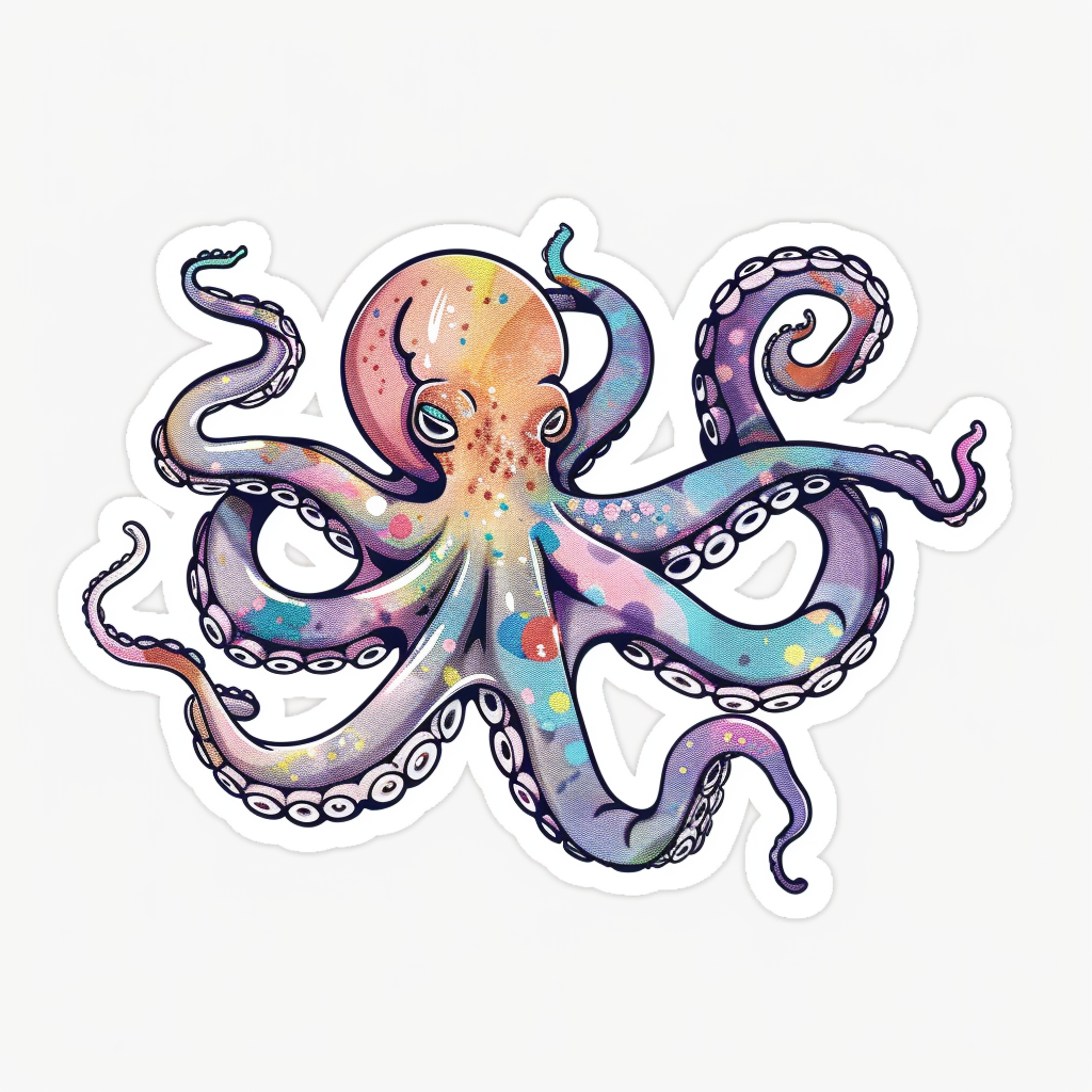 Sticker of an Octopus astronaut majestic Expressive surreal Vinyl Decal Sticker for Car, Laptop, Tumbler and more # F015662
