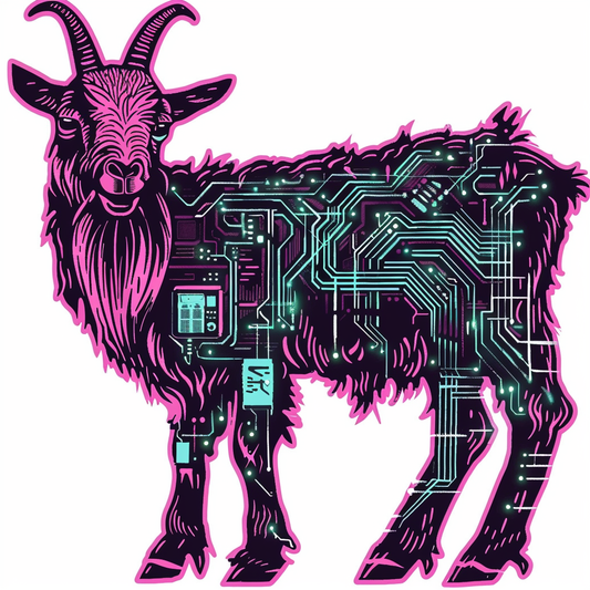 Goat cyber punk majestic Expressive surreal Vinyl Decal Sticker for Car, Laptop, Tumbler and more # F020603-4" x 4"
