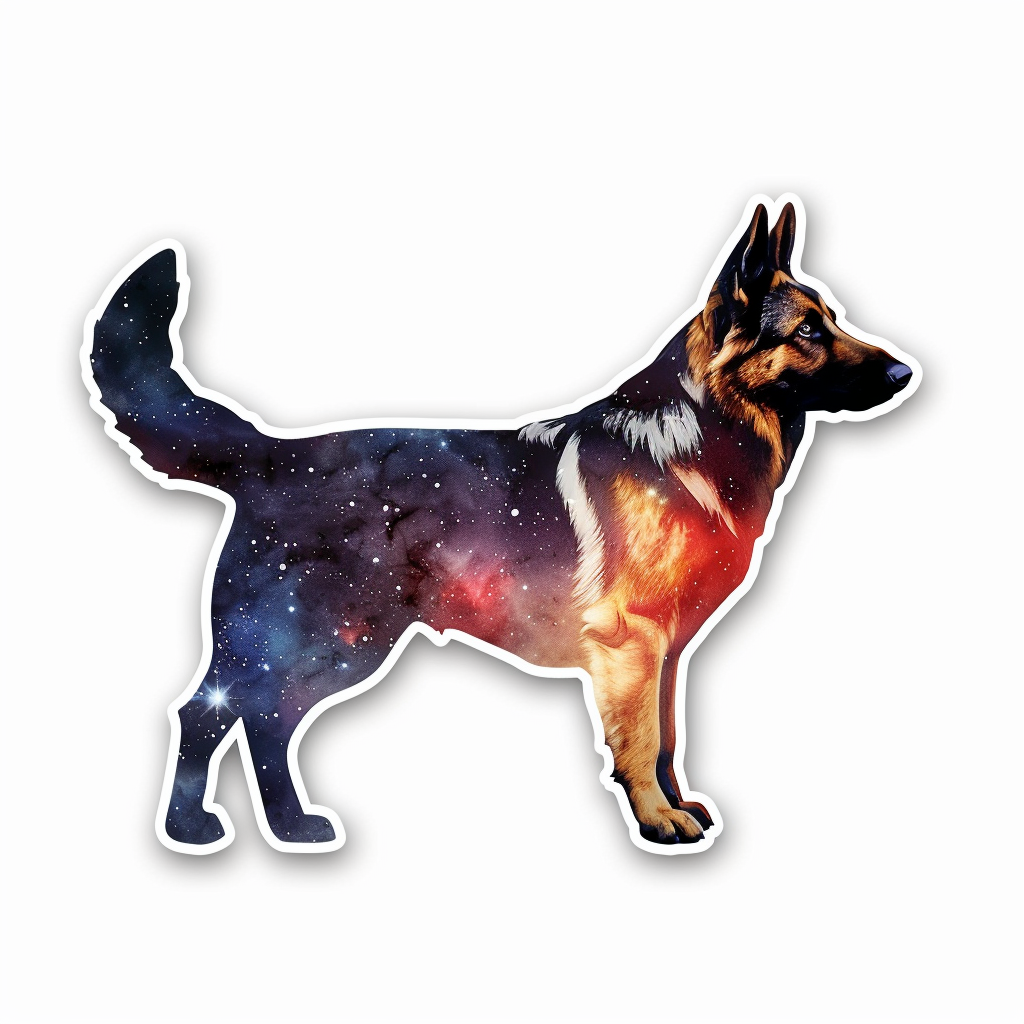 German Shepherd Dog galaxy Vinyl Decal Sticker for Car, Laptop, Tumbler and more # F011337