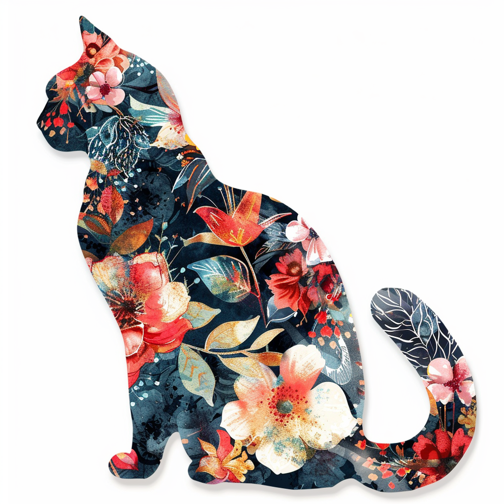 American Shorthair Cat floral Expressive surreal Vinyl Decal Sticker for Car, Laptop, Tumbler and more # F018024