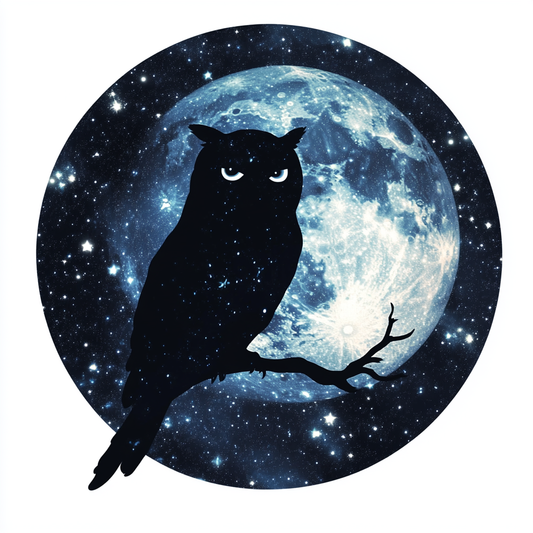 Owl Moon and Stars Vinyl Decal Sticker for Car, Laptop, Tumbler and more # F025705