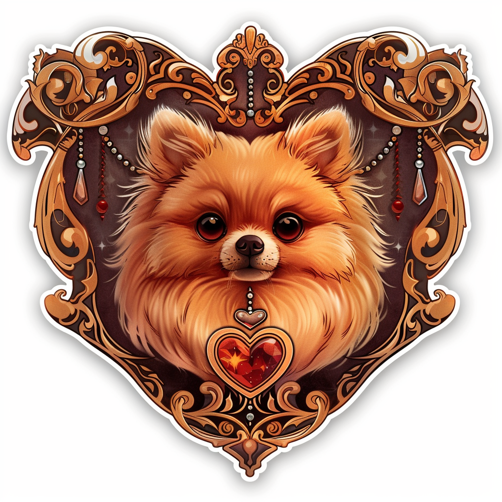 Sticker of a Pomeranian Dog majestic Expressive surreal Heartcore Vinyl Decal Sticker for Car, Laptop, Tumbler and more # F014074