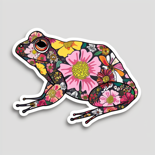 Sticker of a Frog floral majestic Expressive surreal Vinyl Decal Sticker for Car, Laptop, Tumbler and more # F016667