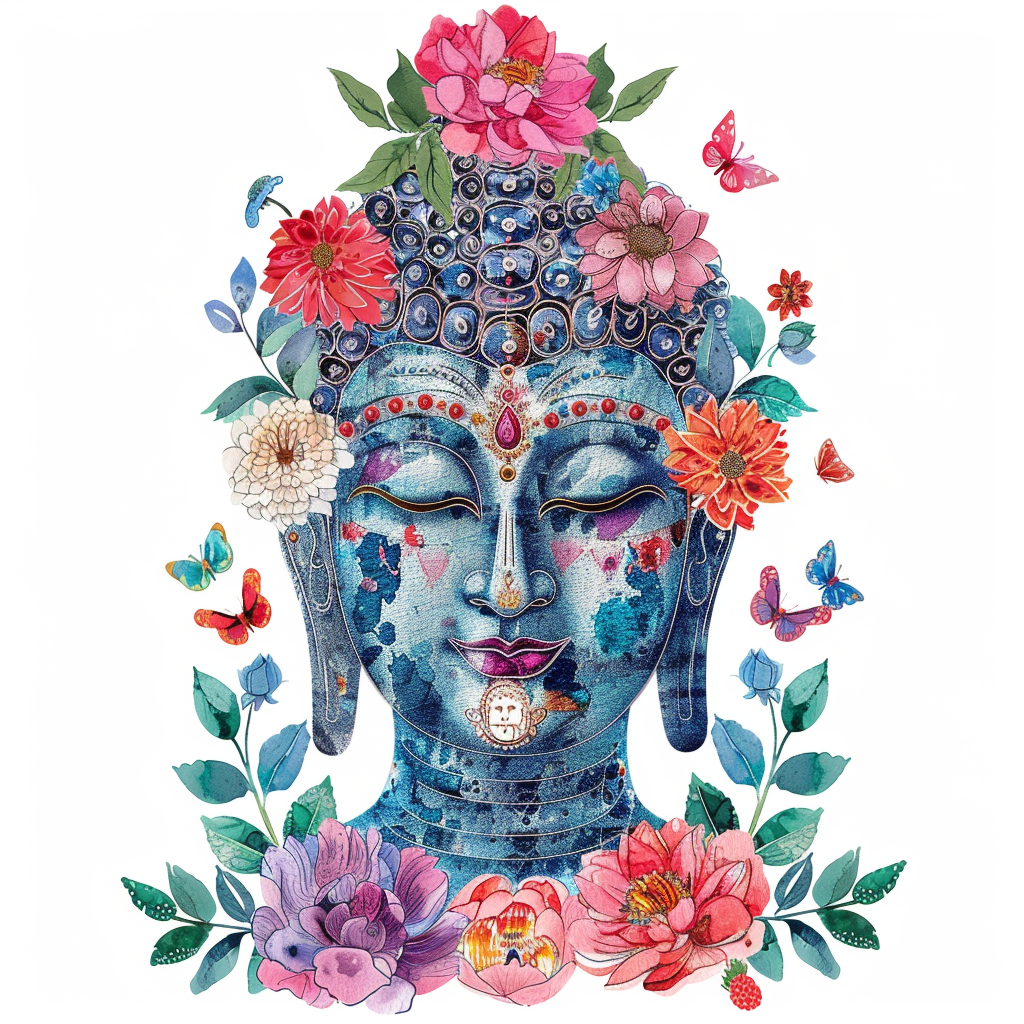 Buddha cartoon majestic Expressive surreal Vinyl Decal Sticker for Car, Laptop, Tumbler and more # F016959