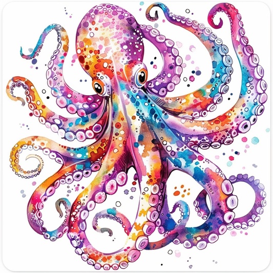 Sticker of a Octopus heartcore majestic Expressive surreal Vinyl Decal Sticker for Car, Laptop, Tumbler and more # F015436