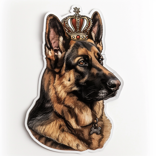 German Shepherd Dog crowned Vinyl Decal Sticker for Car, Laptop, Tumbler and more # F011426
