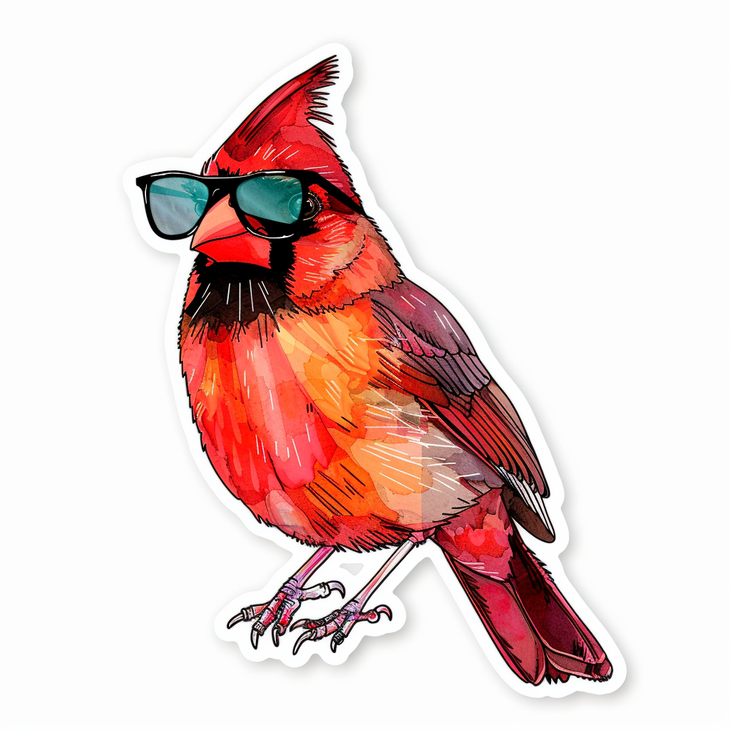 Cardinal Bird majestic Expressive surreal Vinyl Decal Sticker for Car, Laptop, Tumbler and more # F024227