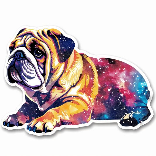 Bulldog Dog galaxy majestic Expressive surreal Vinyl Decal Sticker for Car, Laptop, Tumbler and more # F017494