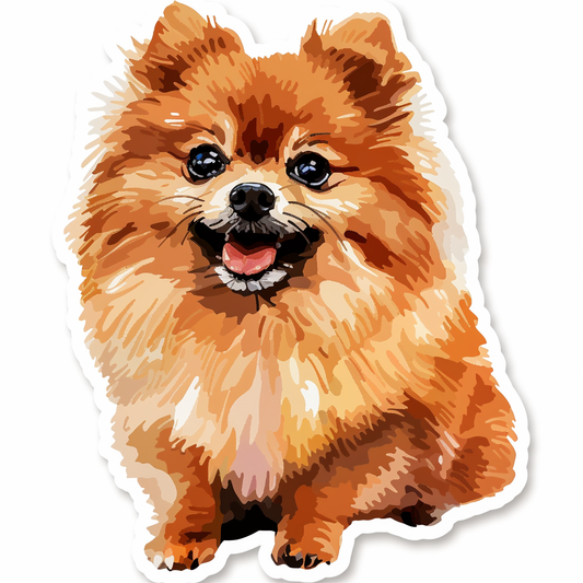 Sticker of a Pomeranian Dog cartoon majestic Expressive surreal Vinyl Decal Sticker for Car, Laptop, Tumbler and more # F013895