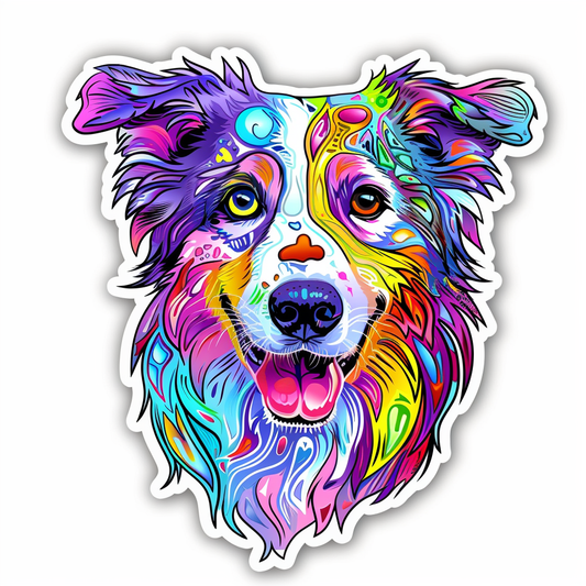 Sticker of a Border Collie Dog majestic Expressive surreal Vinyl Decal Sticker for Car, Laptop, Tumbler and more # F021878