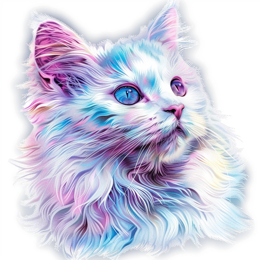 Adorable Turkish Angora Cat  Vinyl Decal Sticker for Car, Laptop, Tumbler and more # F020932-4" x 4"