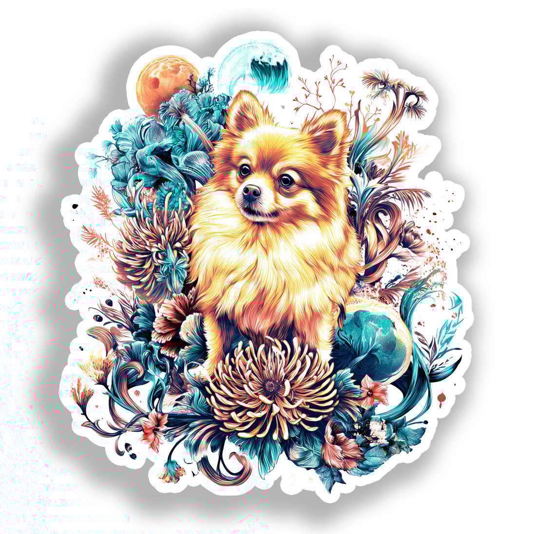 Pomeranian Dog Vinyl Decal Sticker for Car, Laptop, Tumbler and more # A017497-4" x 4"