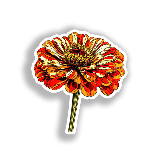 Zinnia Flower Vinyl Decal Sticker for Car, Laptop, Tumbler and more # A019072-4" x 4"
