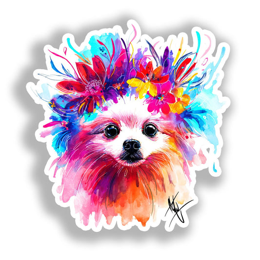 Pomeranian Dog Vinyl Decal Sticker for Car, Laptop, Tumbler and more # A017426-4" x 4"