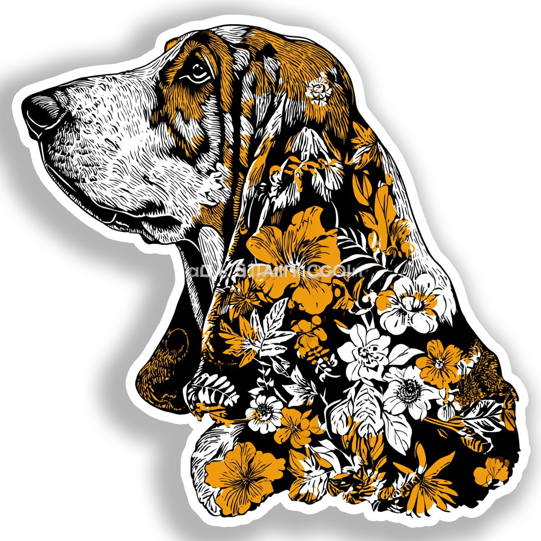 Basset Hound Dog Vinyl Decal Sticker for Car, Laptop, Tumbler and more # A018692-4" x 4"