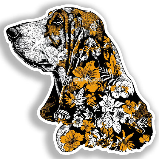Basset Hound Dog Vinyl Decal Sticker for Car, Laptop, Tumbler and more # A018692-4" x 4"