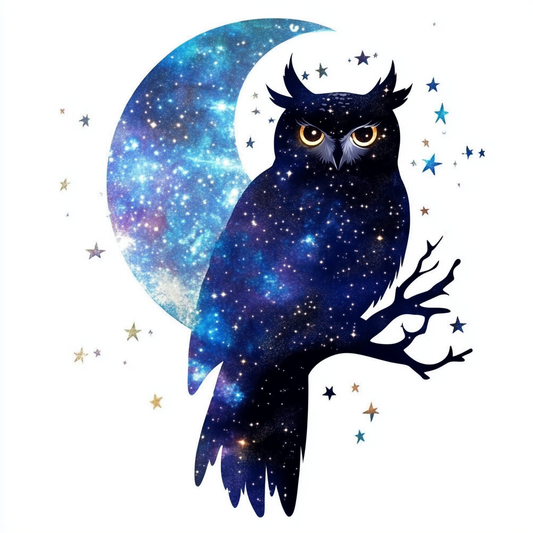 Owl Moon and Stars Vinyl Decal Sticker for Car, Laptop, Tumbler and more # F025751